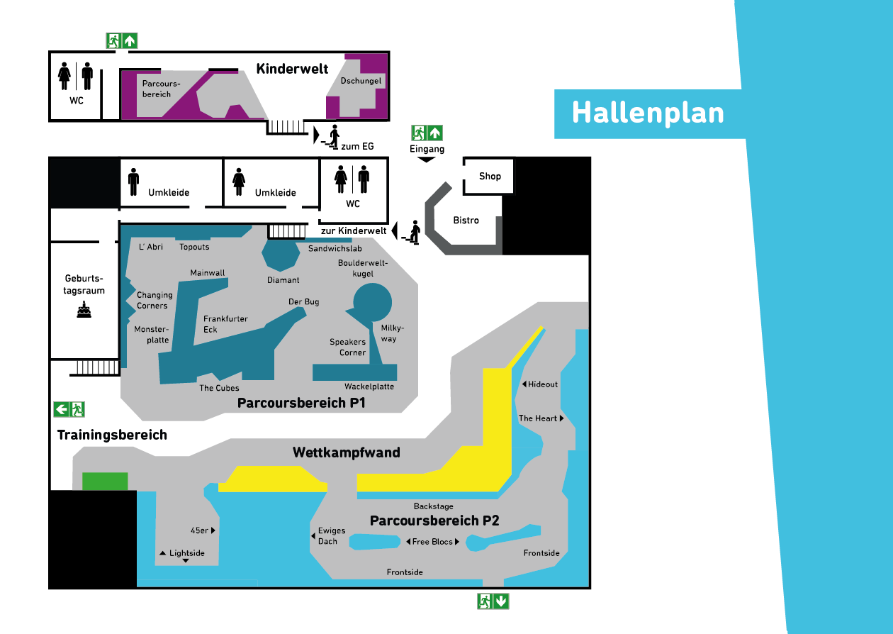 Hallenplan Boulderwelt Frankfurt 