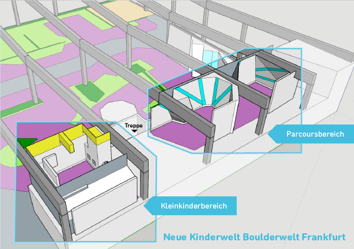 Modell neue Kinderwelt Boulderwelt Frankfurt