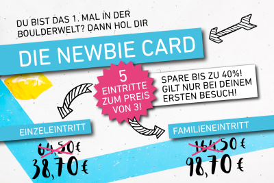 Spare mit der Newbie Card der Boulderwelt Frankfurt- auch als Familie