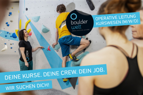 Wir suchen ab sofort eine Operative Leitung unseres Kurswesens! Lust auf einen anspruchsvollen Job in einem engagierten, boulderbegeisterten Team? Bewirb Dich jetzt!